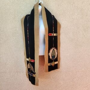 Vintage COLORATURA Scarf Black Southwestern Made USA Wool Mohair 90s